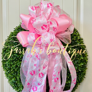It’s A Girl Bow, Mailbox Bow, Baby Shower Bow, Wreath Bow, Pink Baby Bow, Baby Girl Pink Bow, Lantern Bow, Girl Bow,Pink Girl Bow,It&#39;s A Boy