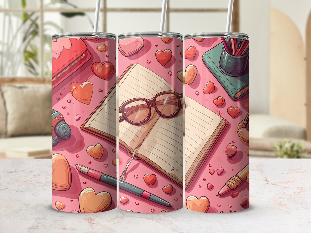 Novelty Tumbler for Readers, Open Book With Glasses Design, Unique Gift