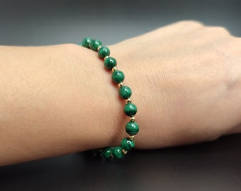 Bracelet en malachite naturelle, bracelet EMF, bracelet en cristal de guérison, bijoux en malachite