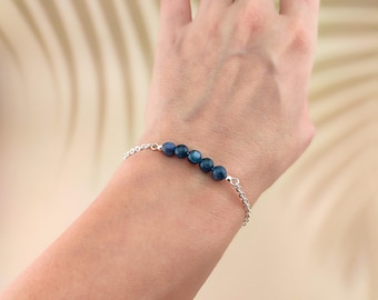 Kyanite Beaded Bracelet: Stainless Steel Minimalist Jewelry