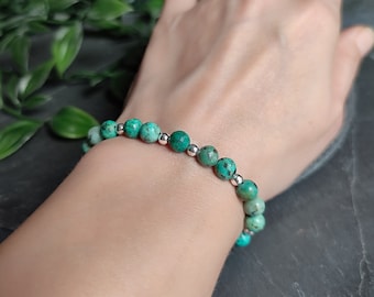 Natural African turquoise stacking bracelet for women and men, Gemstone jewelry gift for girls, Turquoise bracelet