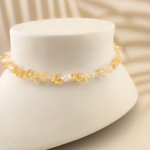Raw Citrine Chip Necklace, Adjustable Crystal Choker, Natural Citrine Jewelry, November Birthstone, Handmade Gift for Her