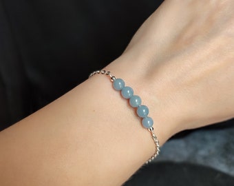 Angelite gemstone bracelet, Angelite quartz jewelry, Angelite crystal bracelet, Women bracelet, Mens jewellery