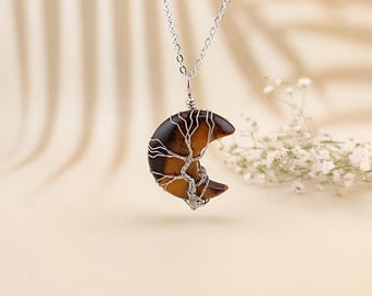 Collier Magnétique En Cristal De Lune Et œil De Tigre – Protection Et Style