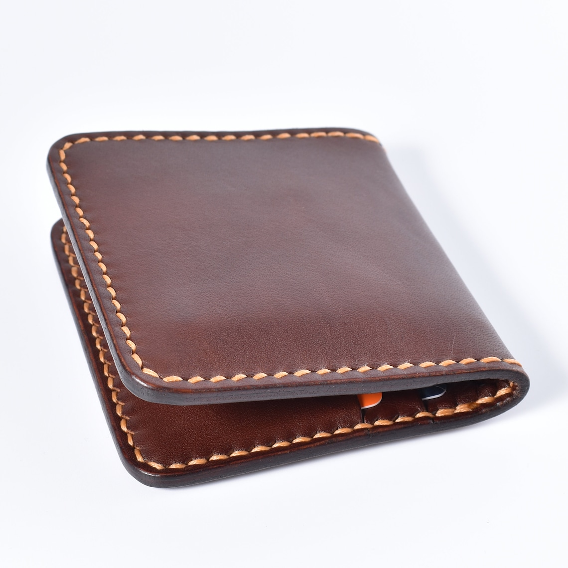No. 03 Handcrafted Full Grain Leather Bifold Wallet Golden Etsy