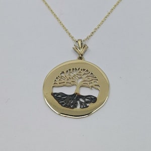 14k Solid Gold Baum des Lebens Halskette: Minimalistischer Familienanhänger