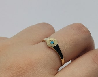 14K Solid Gold Polarise The North Star Signed Ring, Minimalist Gift, Minimalist Ring, Gift For Her