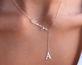 14K Gold Initial Letter Necklace: Personalized Pendant, Custom Jewelry