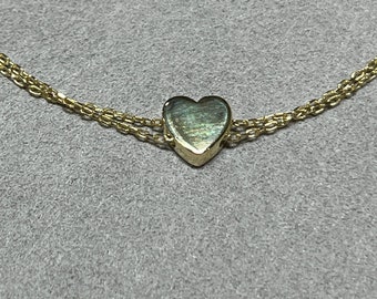 14K Solid Gold Minimal Heart Bracelet / Tiny Heart Bracelet /Valentines Day Gift/Gift For Her/Handmade jewelry