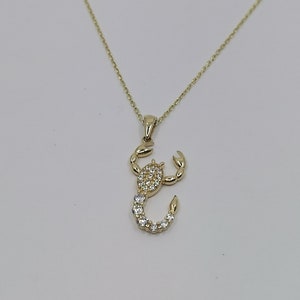 14K Gold Scorpion Zodiac Necklace, Minimalist Scorpio Charm