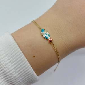 14k Solid Gold Fish Bracelet: Dainty Animal Charm, Sea Lover Gift