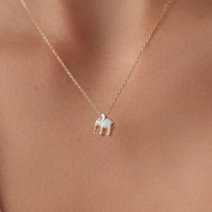14K Solid Gold Elephant Necklace, Dainty Gold Pendant, Animal Necklace, Minimalist, Gift for Her