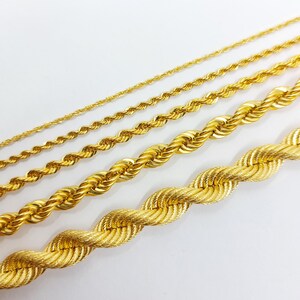 14K Yellow Gold Rope Necklace, Gold Rope Necklace Chain, 1 Mm 2mm 3mm 5 ...