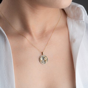 14K Solid Gold Gemini Coin Pendant, Astrological Horoscope Charms, Zodiac Pendant, Celestial Necklace, Double Side Gemini Twin Pendant