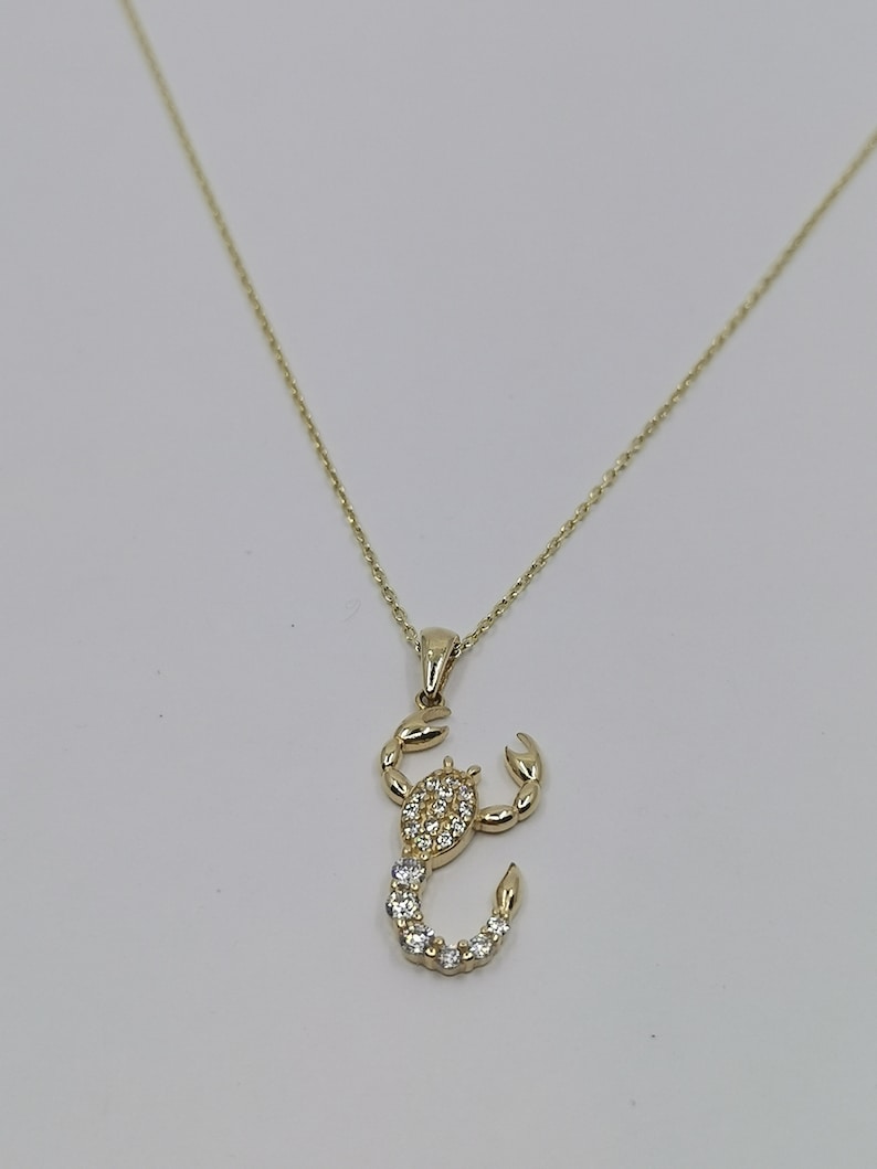 Scorpion Zodiac Sign Pendant , 14k Solid Gold Scorpion Charm Necklace, Scorpion, Minimal Necklace, Animal Necklace image 3