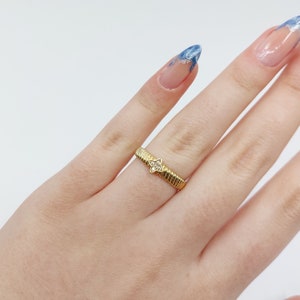 14K Gold Flower Ring, Minimal Wedding Band, Promise Ring, Dainty Stacking Ring, Real Gold Jewelry, Anniversary, Birthday