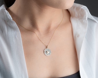 14K Gold Cancer Zodiac Pendant: Astrological Horoscope Charm