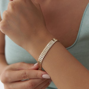 Delicate 14k Gold Chain Bracelet, Elegant Vienna Link Bracelet, 14k Solid Gold Palma Chain, Perfect Gift for Her