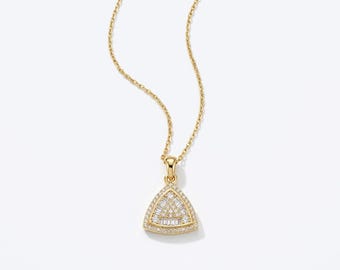 Collar minimalista con diseño triangular de oro macizo de 14 quilates
