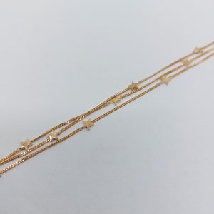 14k Gold Star Bracelet, Multi Minimal Tiny Star Bracelet, 14k Solid ...