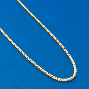 14K Solid Gold Box Chain Necklace, Delicate Dainty Layered Necklace