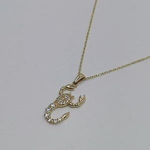 Scorpion Zodiac Sign Pendant , 14k Solid Gold Scorpion Charm Necklace, Scorpion, Minimal Necklace, Animal Necklace image 2