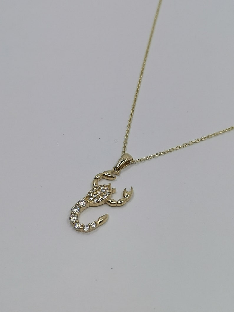 Scorpion Zodiac Sign Pendant , 14k Solid Gold Scorpion Charm Necklace, Scorpion, Minimal Necklace, Animal Necklace image 2
