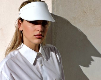 Handmade white Visor for women, Minimal Accessory, Hat Visor for Men, Unisex , Visor Hats, Sun Visor, Visor cap,leather hat