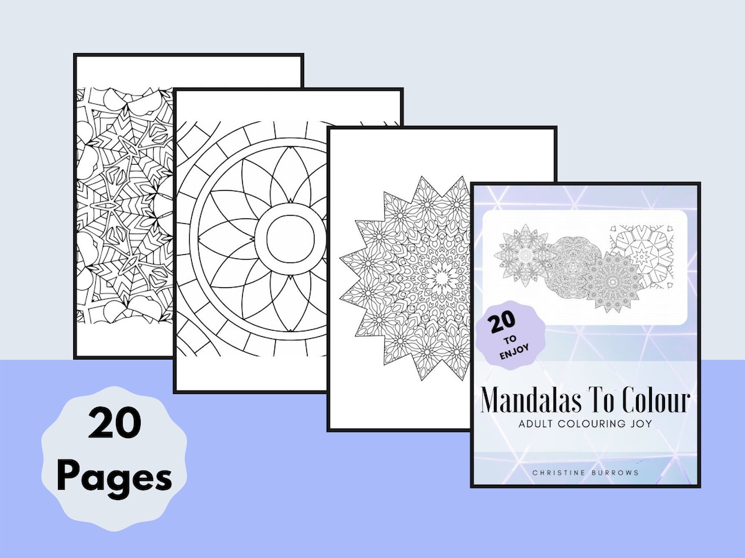 Printable Mandala Adult Coloring Book - 20 Pages of Different Mandalas ...