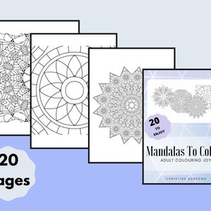 Printable Mandala Adult  Coloring Book - 20 Pages of Different Mandalas | Digital Download pdf