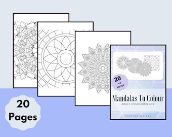 Printable Mandala Adult  Coloring Book - 20 Pages of Different Mandalas | Digital Download pdf