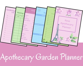 Apothecary Garden Planner | Instant PDF Download | Color & Grayscale