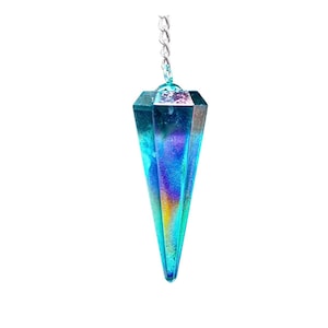 Aqua Aura Quartz Crystal Pendant Necklace