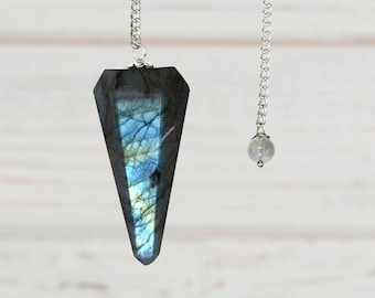 Labradorite Crystal Pendulum Necklace: Healing Divination Pendant