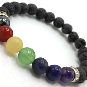 Lava Chakra Stone Bracelet: Healing Crystal, Stretchable Gemstone