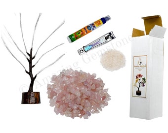 Rosenquartz Kristall Baum DIY Kit, Edelstein Dekor, Geschenkbox