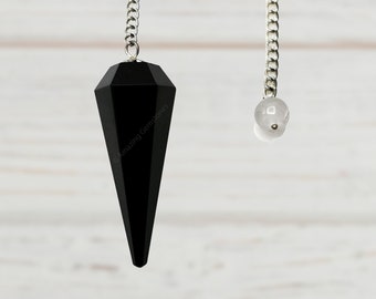 Schwarz Obsidian Kristall Pendel Halskette, Heilung Wahrsagen
