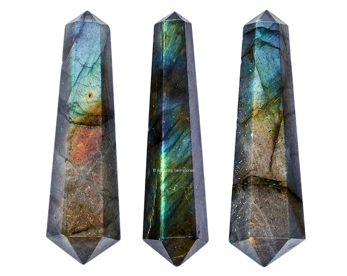 Labradorite Crystal Double Point, Healing Crystal Wands, Set of 3