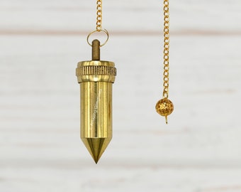 Péndulo de metal para adivinación y sanación energética, 3 piezas de péndulo de radiestesia con punta de bala y cámara abierta, regalo metafísico (bolsa incluida)