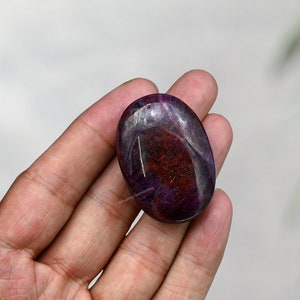 Ruby Healing Crystal Palm Stone for Crystal Grid, Natural Polished Massage Stones for Reiki Healing, Gift for Her (Free Velvet Pouch)