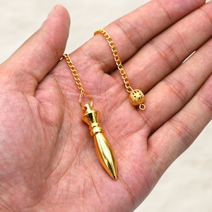 Metal Pendulum Divination Tools for Energy Healing, Egyptian Karnak Gold Dowsing Pendulum, Metaphysical Gift, Gifts for Her (Free Pouch)