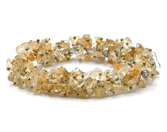 Natural Citrine Crystal Chip Bracelet, Healing Gemstone, Stretch Fit