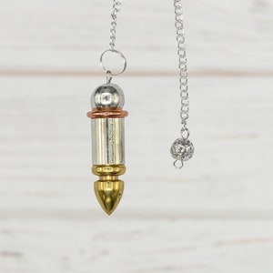 Silver Metal Pendulum Divination Tools for Energy Healing, 4 Piece Bullet Gold Silver Copper Openable Dowsing Pendulum (Free Velvet Pouch)