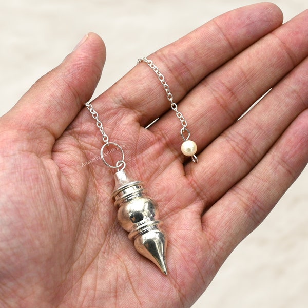 Metal Pendulum Divination Tools for Energy Healing, Openable Tear Drop Pot Chamber Silver Dowsing Pendulum, Metaphysical Gift (Free Pouch)