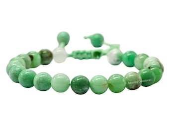 Chrysoprase Crystal Bracelet: Adjustable Gemstone Bead, Healing Protection
