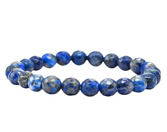 Handmade Lapis Lazuli Beaded Bracelet, Healing Crystal Gemstone