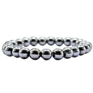 Handmade Silver Hematite Beaded Bracelet: Healing Crystal Protection