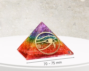 Pirámide de orgonita Chakra Ojo de Ra de ónix, decoración con cristales curativos