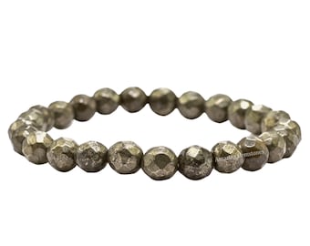 Handmade Pyrite Crystal Beaded Bracelet, Healing Stone