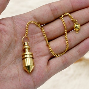 Brass Metal Pendulum Divination Tools for Energy Healing, Bullet with 2 Rings Solid Dowsing Pendulum, Gifts for Her (Free Velvet Pouch)